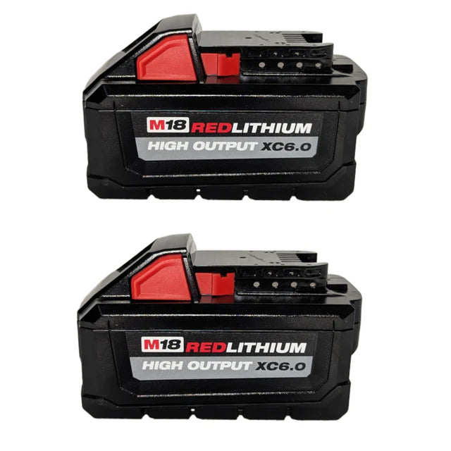 Two RedLithium M18 high output batteries on a white background