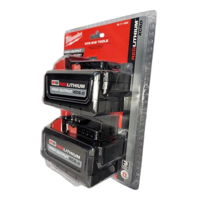 Milwaukee (48-11-1862) M18 18-Volt Lithium-Ion High Output 6.0Ah Battery Pack (2-Pack)