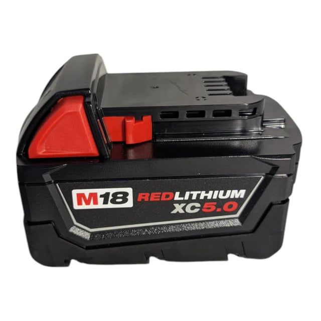 Milwaukee RedLithium M18 battery pack on a white background